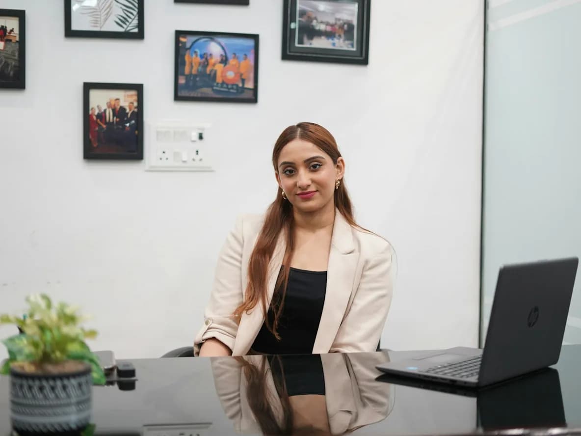 A chartered accountant preparing GST returns in her office