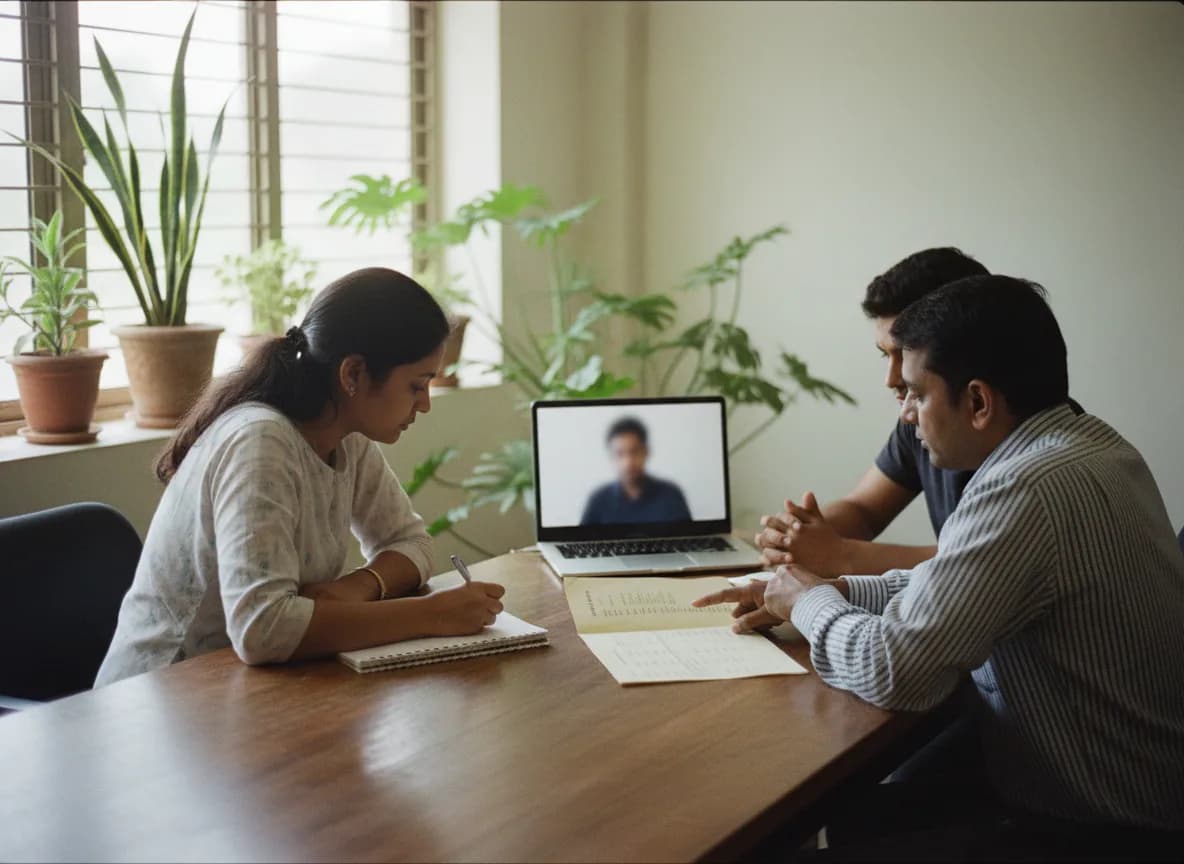 A small business team on a video call with a Sleet trainer, checking their salary register
