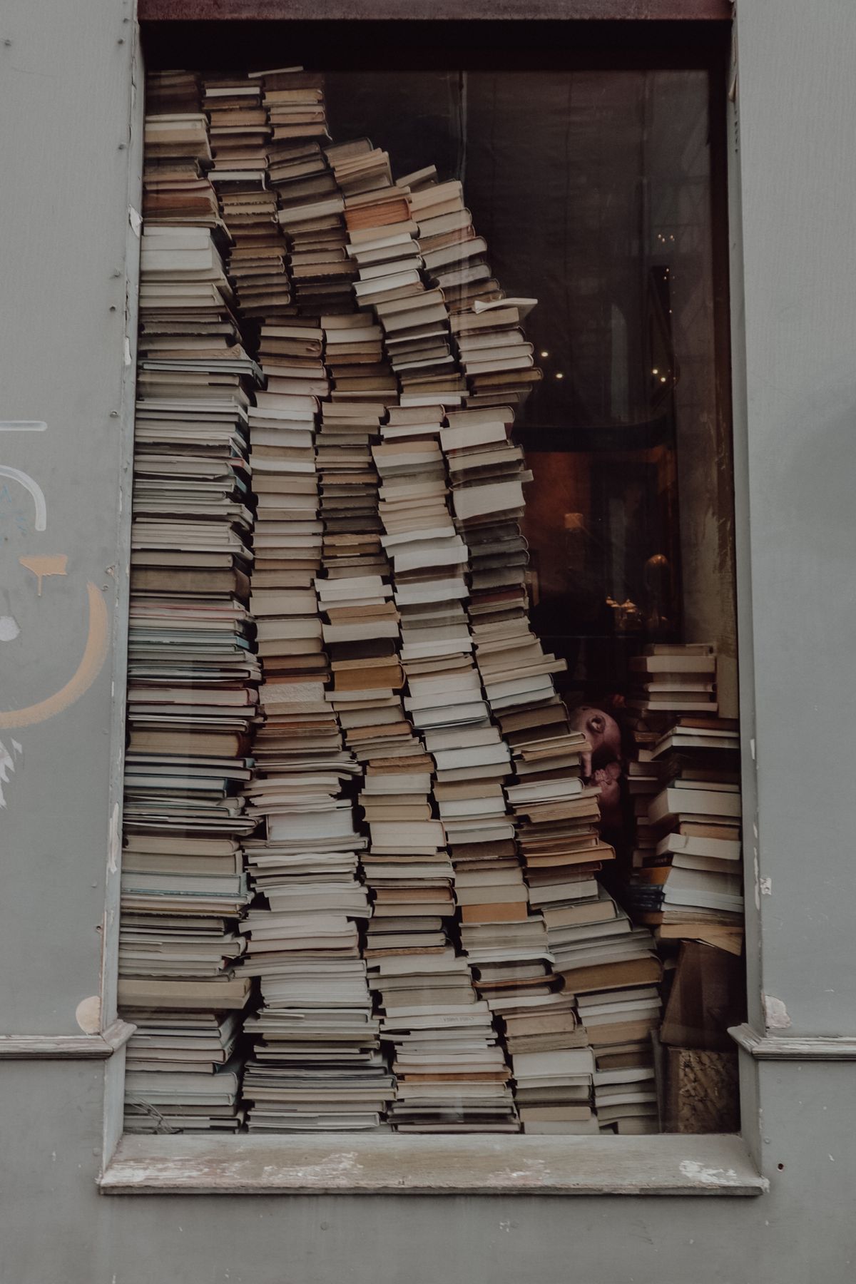 Tall stacks of books, representing recommended reading for startup founders