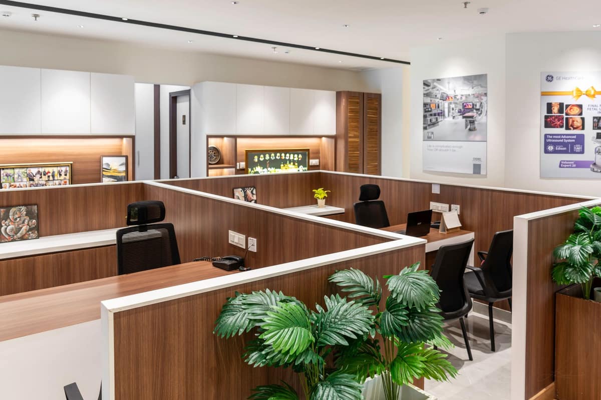 Modern rented office space with workstations