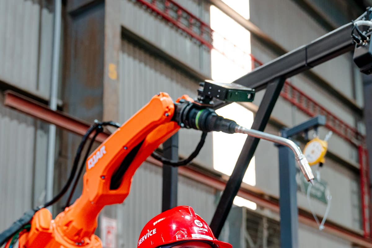 Robotic machinery at work in a modern factory