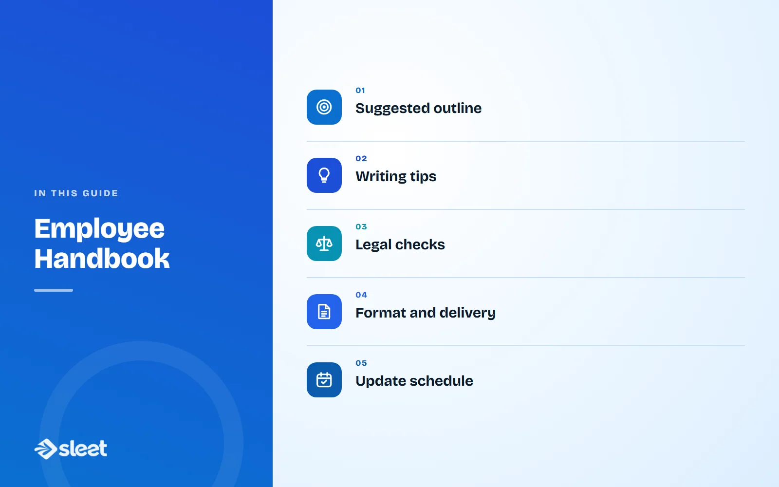 Key points covered in this guide: Suggested outline, Writing tips, Legal checks, Format and delivery, Update schedule