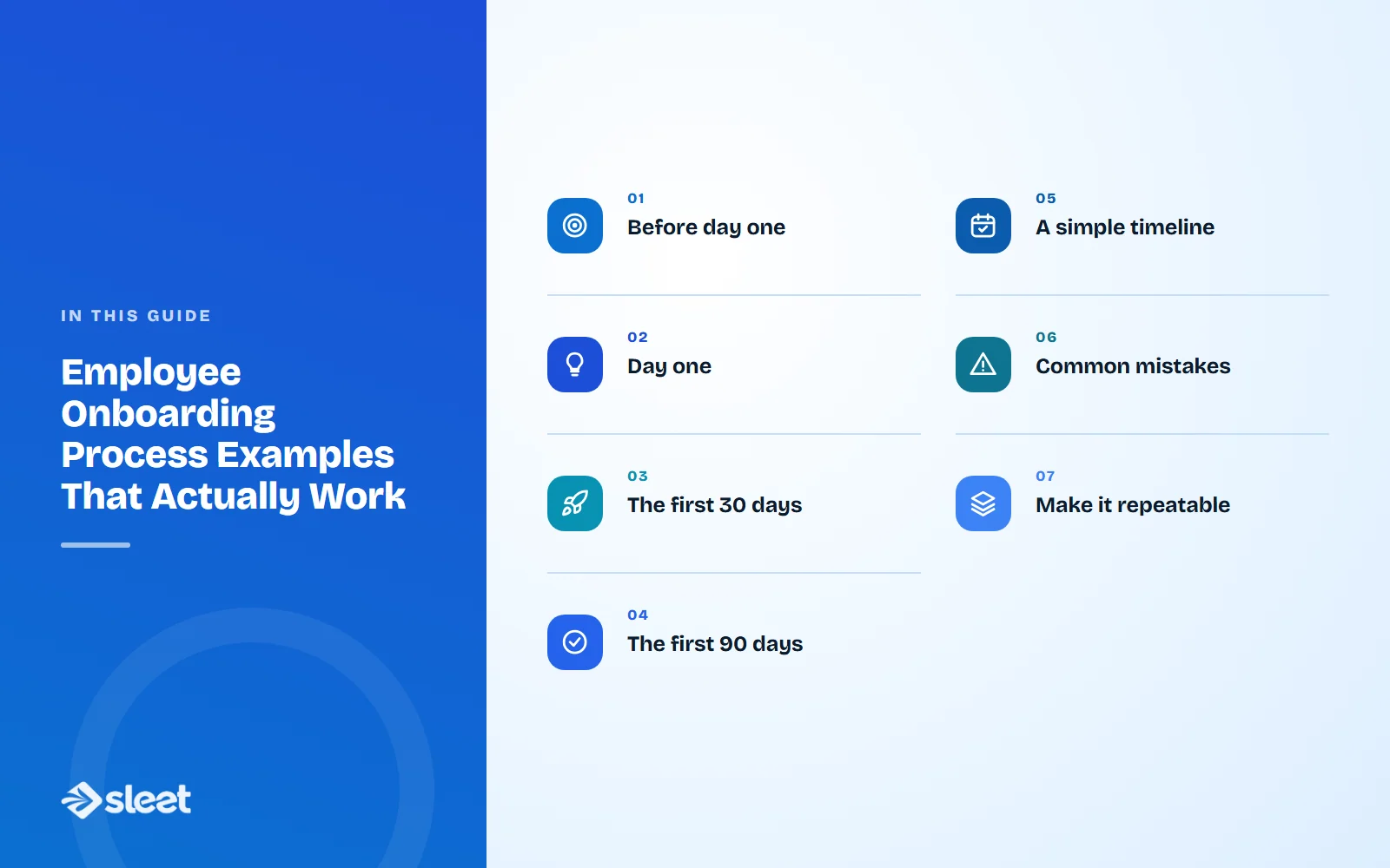 Key points covered in this guide: Before day one, Day one, The first 30 days, The first 90 days, A simple timeline, Common mistakes, Make it repeatable