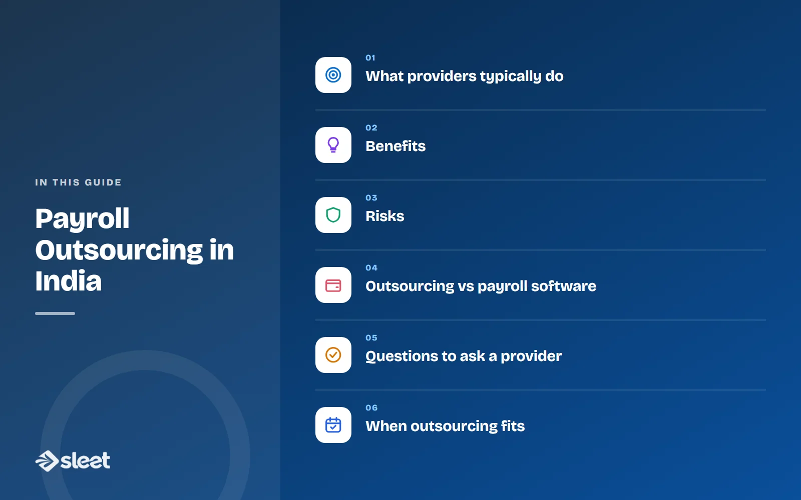 Key points covered in this guide: What providers typically do, Benefits, Risks, Outsourcing vs payroll software, Questions to ask a provider, When outsourcing fits